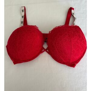 Victoria's Secret Bombshell Shine Strap Push-up Bra in Lipstick Red Size 38D